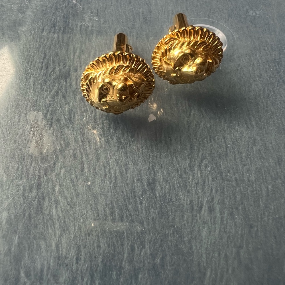 Gold Lion Head Earrings